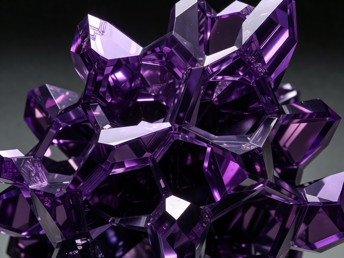 Abstract purple crystal structure synthesized by AI